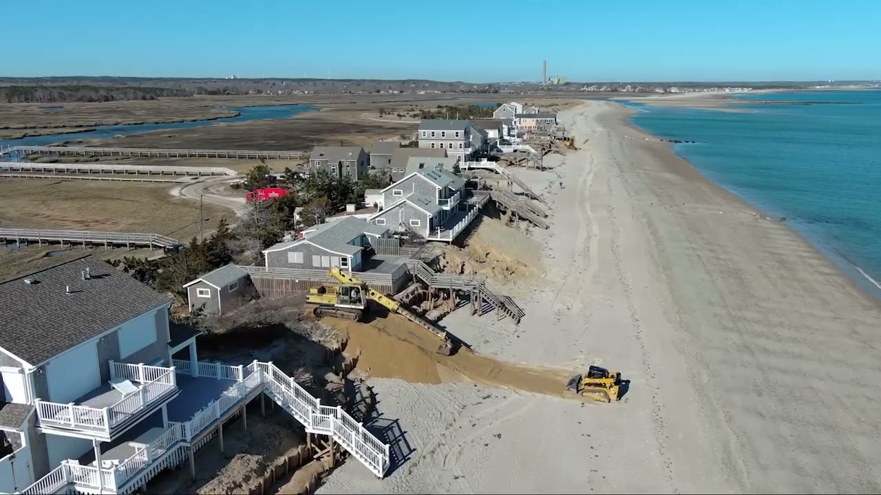 Springfeild Beach See an aerial view in Sandwich of Springhill Beach sand replenishment ...