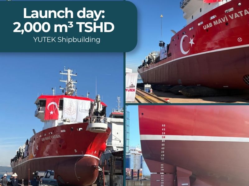 MOTAS-Equipped 2,000 m³ Hopper Dredger UAB Mavi Vatan Launched at YUTEK Shipbuilding in Turkey